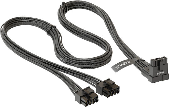 Seasonic Wa2v16881bw Захранващ кабел 2x 8-пинов към 1x 90° 12v-2x6 70 см ATX 3 PCIe 5 600W Черен