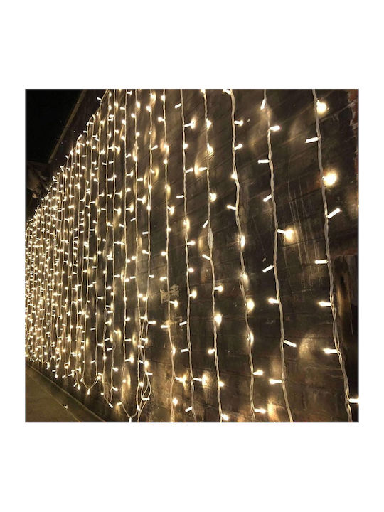 Christmas Curtain Lights LED Warm Transparent Cable 3m X 2m 240 LED Christmas Lights
