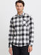 Long Sleeve Cotton Shirt Regular Fit Checked Black