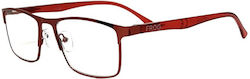 Frog Optical F177 Lesebrille +3.50 in Rot Farbe