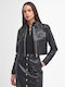 Barbour Women's Short Biker Artificial Leather Jacket for Winter Black