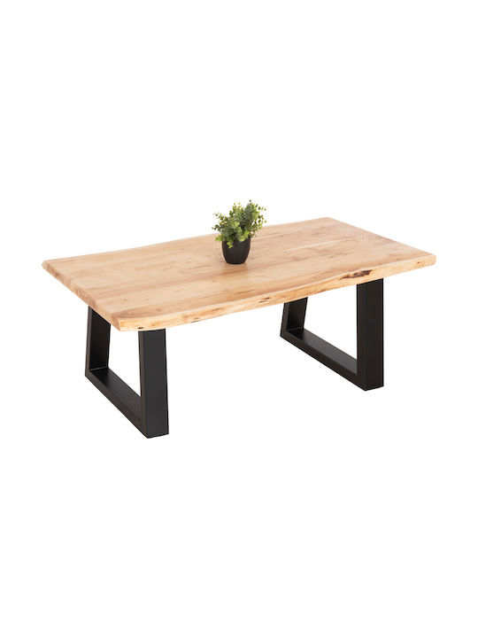 Rechteckiger Zentraler Kaffeetisch Montana aus Massivholz Hell Natur M115xT65xH45cm