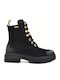 Lace Leather Women's Ankle Boots Black