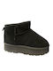 Wildleder Stiefeletten Damen mit Pelz Schwarz