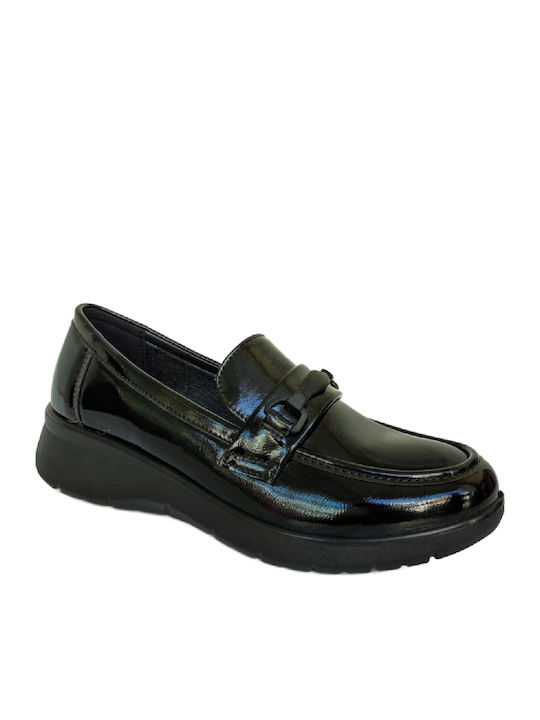 Patent Leather Women's Loafers in Black Color