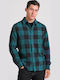 Long-sleeved Flannel Shirt Checked Green