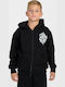 Kids Sweatshirt Cardigan Cotton with Hood Black