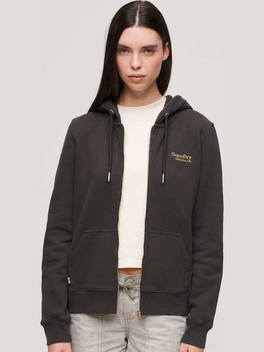 Superdry Women's Sweatshirt Jacket Hooded Black