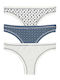 Brasiliano Γυναικεία Slip 3Pack Μπλε Ραφ-εκρού