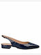 Patent Leather Slingback Ballerinas Navy Blue