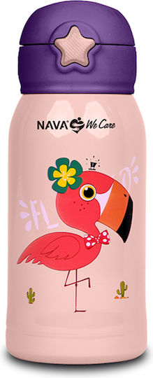 Nava Kids Water Bottle Thermos Dinosaur Stainless Steel with Straw Non Spill We Care 500ml
