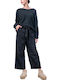 Damen Hoch tailliert Stoff Hose Black