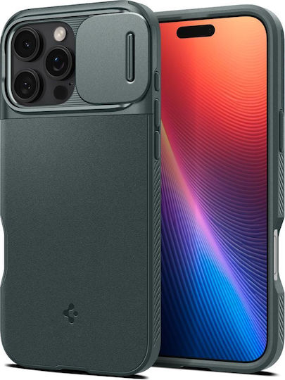 Spigen Optik Armor MagFit Umschlag Rückseite Silikon 2mm Abyss Green (iPhone 17 Pro Max / iPhone 17 Pro / iPhone 16 Pro Max)