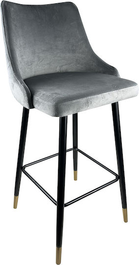 Табуретка Бар Облечено с кадифе Manhattan Grey/Black 2бр 51x57x110бр