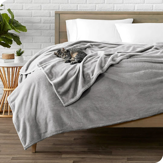 My Home Luxury Κουβέρτα Fleece Υπέρδιπλη 220x240εκ. Γκρί Ανοιχτό