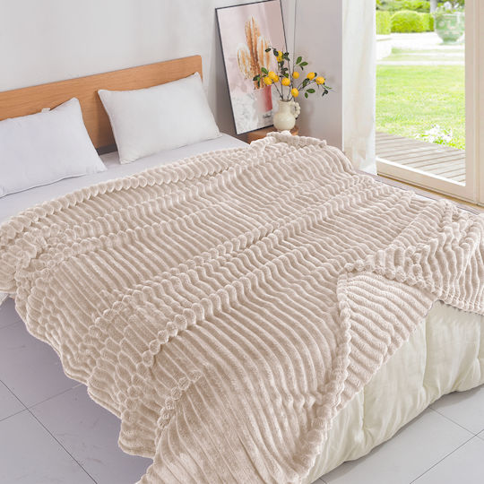 My Home Luxury Κουβέρτα Fleece Υπέρδιπλη 220x240εκ. Εκρού