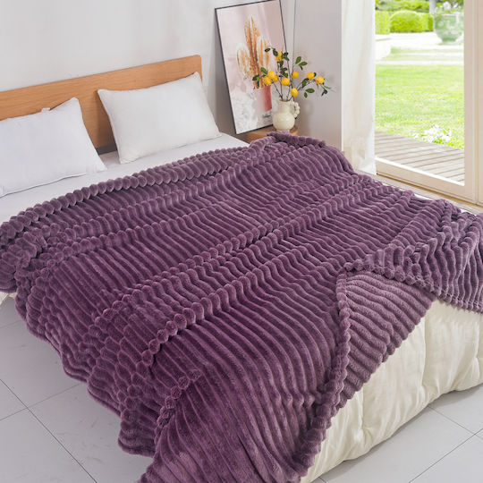 My Home Luxury Κουβέρτα Fleece Μονή 160x220εκ. Λιλά