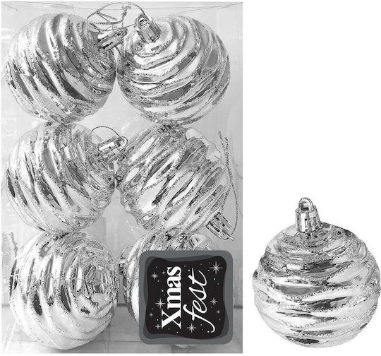 Ornament suspendat Glob Argintiu 6buc Set 6buc