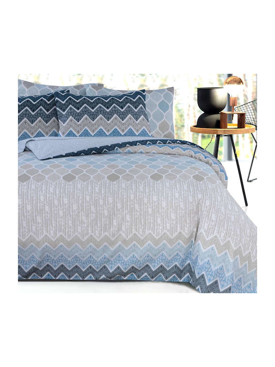 Espree Bettbezug-Set Baumwolle Übergröße mit 2 Kissenbezügen 230x240 Kiris Blue