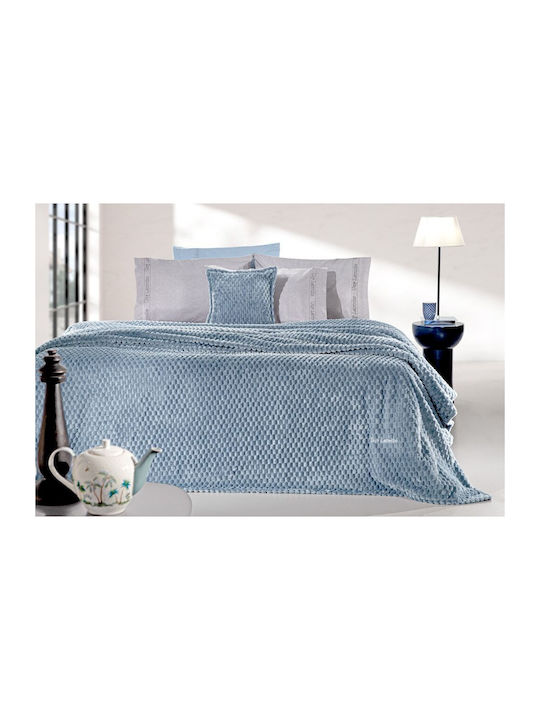 Guy Laroche Smoothie Σετ Κουβέρτα Fleece Υπέρδιπλη 220x240εκ. Blue