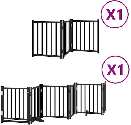 Dog Gate Foldable 9 Panels 450cm Poplar Wood Black 50 X 60 X 2 Cm