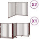 Hundegitter-Trennwand Faltbar 8 Paneele 640 cm Pappelholz Braun 80 x 90 x 2 cm