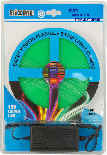Rixme Waterproof LED Strip 220V Green Light 5m Neon Flex with Power Supply