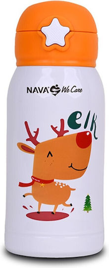 Nava Flasche Thermosflasche Rostfreier Stahl 500ml White mit Stroh