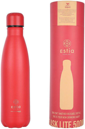 Estia Travel Flask Save Aegean Recyclable Bottle Thermos Stainless Steel BPA Free 500ml Scarlet Red
