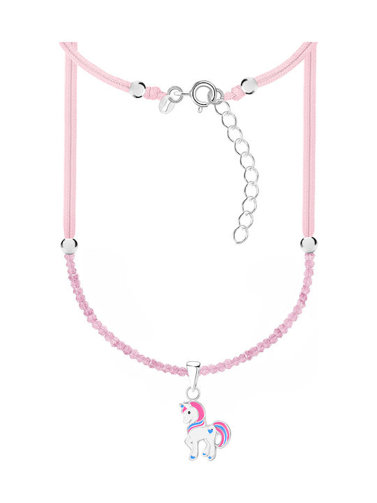 Silver Rope Kids Necklace Unicorn