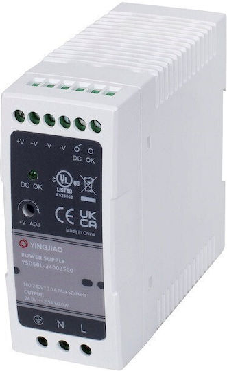 DIN-Schienen-Netzteil mit Ausgang 48V und Leistung 60W 1.25A