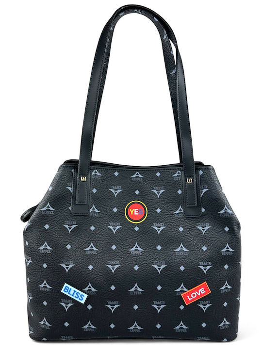La tour Eiffel Γυναικεία Τσάντα Shopper Ώμου Μαύρη