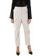 Women's High-waisted Fabric Cargo Trousers Ecru