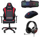 A4Tech GC-330 & Gaming Accessories Bundle Artificial Leather Gaming Chair with Adjustable Arms Black/Red