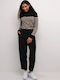 Damen Hoch tailliert Stoff Hose Black