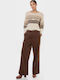 Dana Women's Corduroy Trousers Regular Fit Brown
