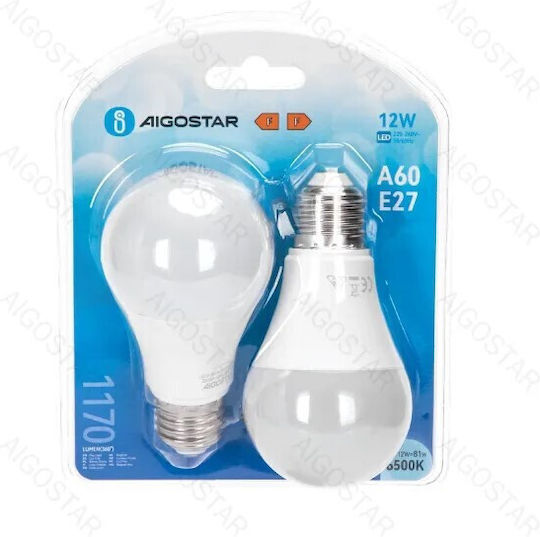 Aigostar Λάμπες LED 12W για Ντουί E27 και Σχήμα A60 Ψυχρό Λευκό 1170lm 2τμχ