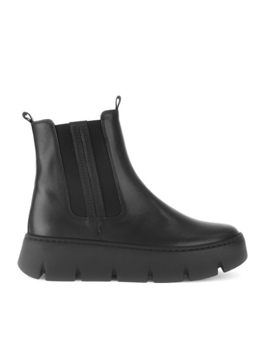 Gabor Leather Women's Ankle Boots Platform Black