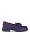 Leather Women's Moccasins in Purple Color