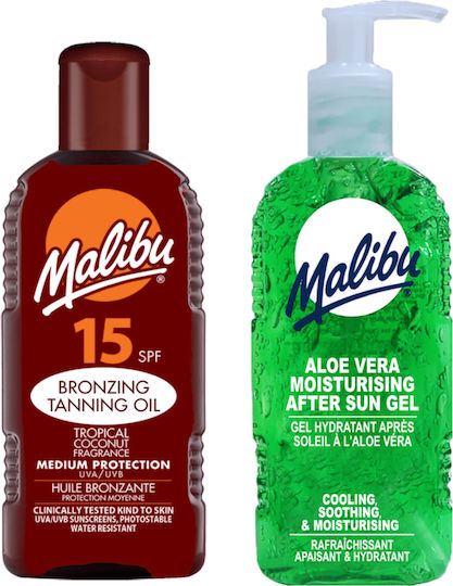 Malibu Tanning Oil Spf15 200ml + Aloe After Sun Gel 200ml