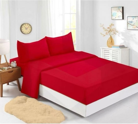 SpitiBazaar King Size 180x200+30cm with Elastic Red