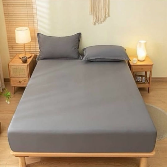 SpitiBazaar Σεντόνι King Size με Λάστιχο 180x200+30εκ. Γκρι