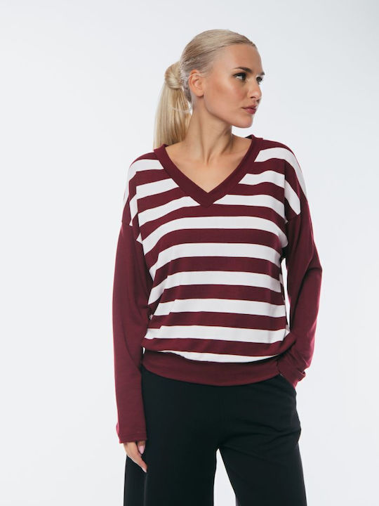 Boutique Women's Blouse with V Neckline Striped...