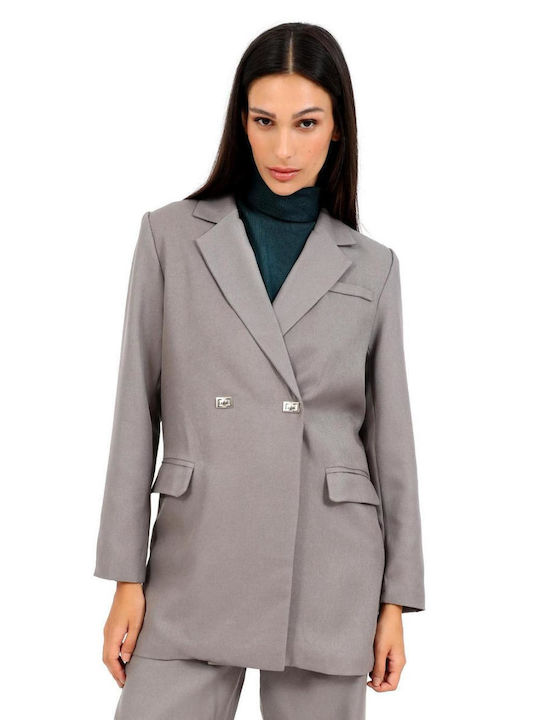 Doca Women's Double Breasted Blazer Grey