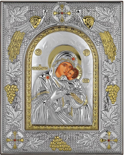 Colored Silver Icon of Virgin Mary Glykophilousa Ma/e3704bx Ma/e3704bx Silver
