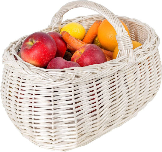 Creative Decorative Basket Wicker with Handles White 45x32x34cm