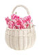 Creative Decorative Basket Wicker with Handles White 22x22x26cm