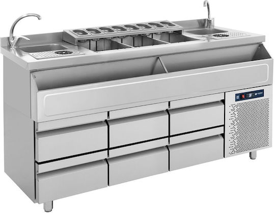 Bambas Frost Английски превод: Stainless Steel Refrigerator Counter 304лт with Drawer and Cooling Machine L185xW70xH85см