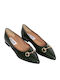 Anatomic Patent Leather Pointy Ballerinas Green