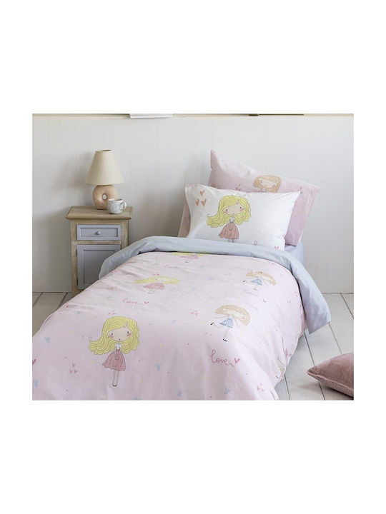 Nima Bettwäsche-Set Einzel Baumwolle Lovely Rosa 170x255cm 2Stück